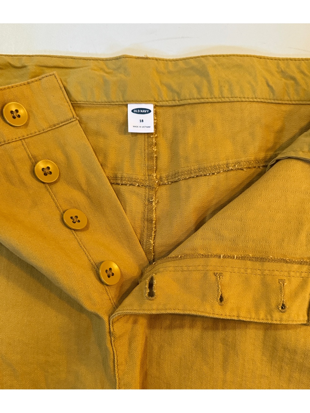 Mustard Button-Front Shorts - Picture 6 of 8